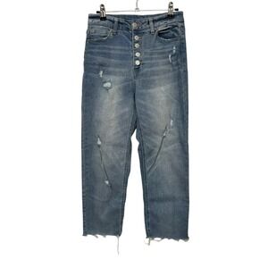 Vanilla Star Light Wash High Waisted Button Front Real Cheeky Straight Leg Jeans